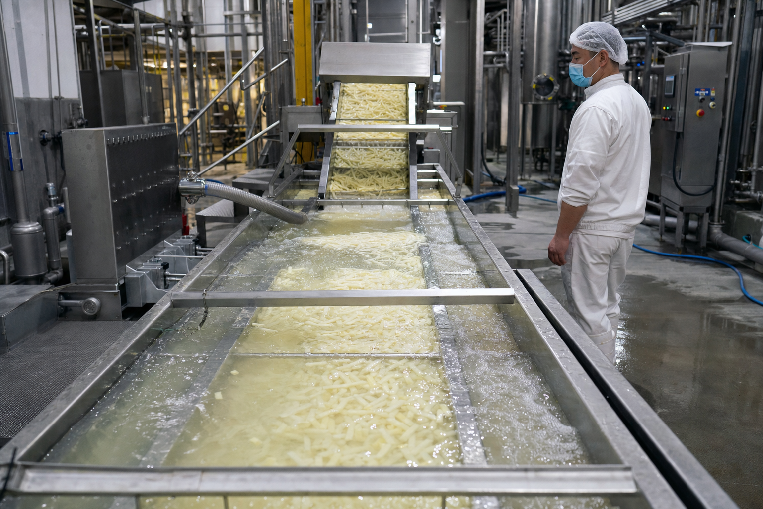 Automated frozen fries processing line