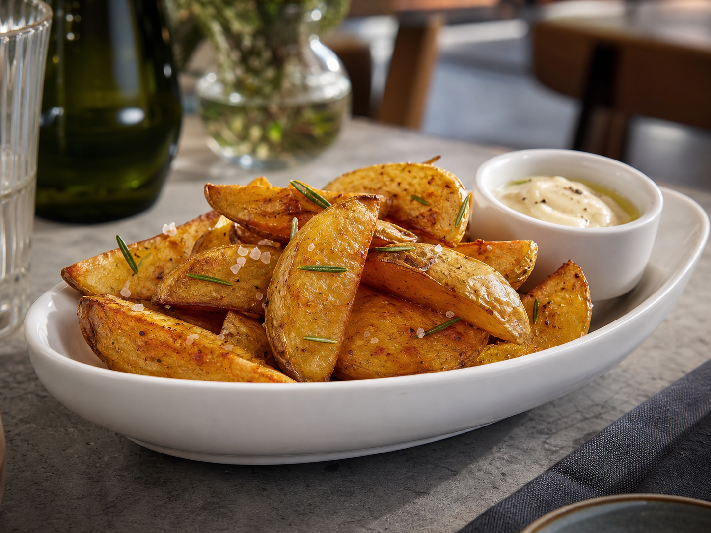 Seasoned potato wedges served as a premium side dish
