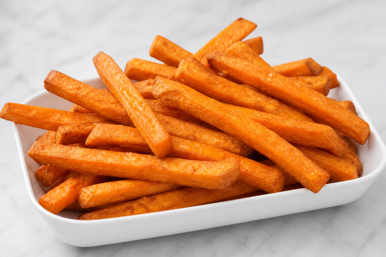 Orange frozen sweet potato fries